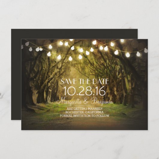 Moss Treppenweg Rustikale String-Leuchten Save the Save The Date (Vorne/Hinten)