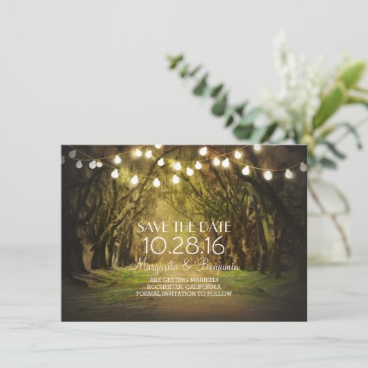 Moss Treppenweg Rustikale String-Leuchten Save the Save The Date (Stehend Vorderseite)