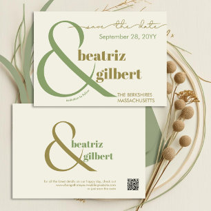 Moss und Olive Green Moderne Hochzeit Save The Date