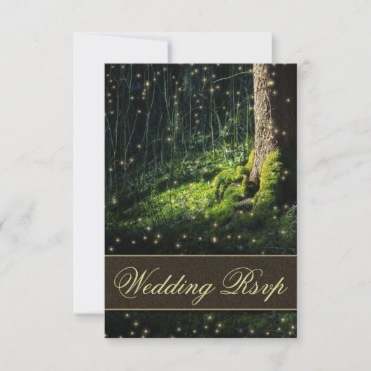 Moss-verzauberte Waldfirefly-Hochzeitskarten RSVP Karte (Vorderseite)