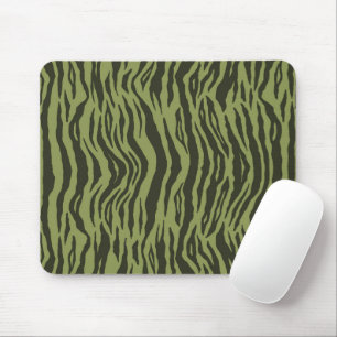 Mossgrüne glamouröse Tigerstreifen-Tierprint Mousepad