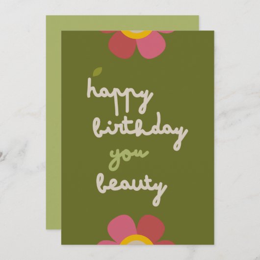 MOSSY BLOOM - Birthday Floral Einladungskarte (Vorne/Hinten)