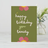 MOSSY BLOOM - Birthday Floral Einladungskarte (Stehend Vorderseite)