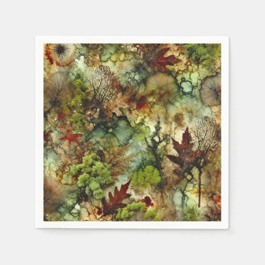 Mossy Fall Forest Alcohol Tinte Dekoupage Paper Serviette (Vorderseite)