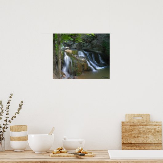 Mossy Falls - Malerei Poster (Küche)
