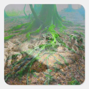 Mossy Frog Quadratischer Aufkleber