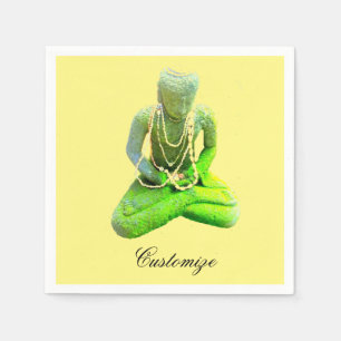 Mossy Green Buddha Meditation Thunder_Cove Serviette