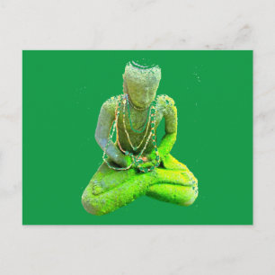 Mossy Green Buddha meditiert Thunder_Cove Postkarte