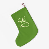 Mossy Green Monogram Christmas Strumpf Kleiner Weihnachtsstrumpf (Rückseite (Hängend))