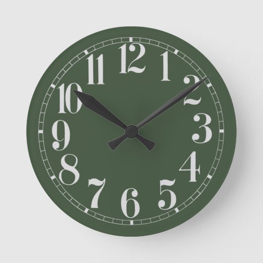 Mossy Green und White Wall Clock Runde Wanduhr (Vorderseite)