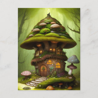 Mossy Mushroom Fairy House Postkarte