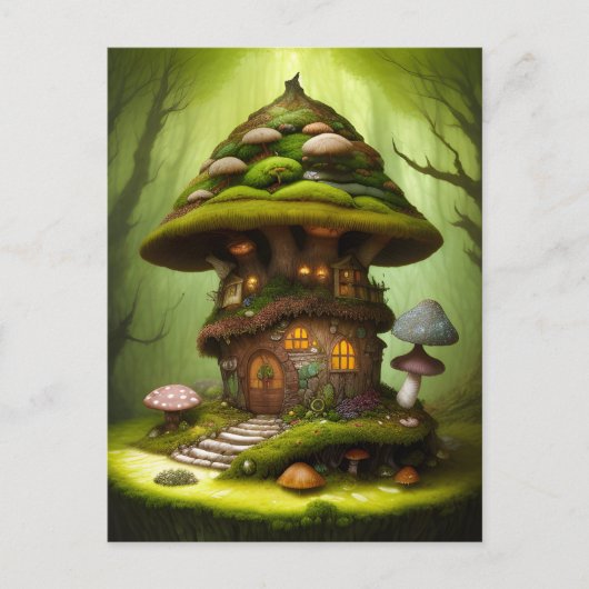 Mossy Mushroom Fairy House Postkarte (Vorderseite)