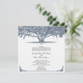 Mossy Oak Tree in Blue Wedding Einladung (Stehend Vorderseite)