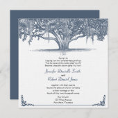Mossy Oak Tree in Blue Wedding Einladung (Vorne/Hinten)