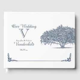 Mossy Oak Tree in Blue Wedding Guest Book Gästebuch