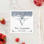 Mossy Oak Tree in Blue Wedding Napkin Serviette (Beispiel)