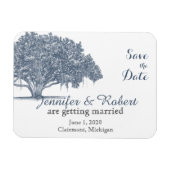 Mossy Oak Tree in Blue Wedding Save the Date Magnet (Horizontal)