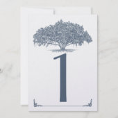 Mossy Oak Tree in Blue Wedding Tischnummer (Vorderseite)