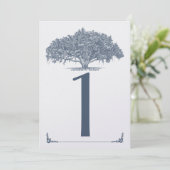 Mossy Oak Tree in Blue Wedding Tischnummer (Stehend Vorderseite)