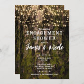 Mossy Tree Woodsy Forest Sparkle Lights Verlobung Einladung (Vorne/Hinten)
