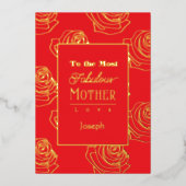 Most Fabulous Mother Red Rose Foil Invitation Folieneinladung (Vorderseite)