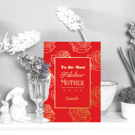 Most Fabulous Mother Red Rose Foil Invitation Folieneinladung