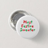 "Most Festive Sweater" Award Button (Vorne & Hinten)