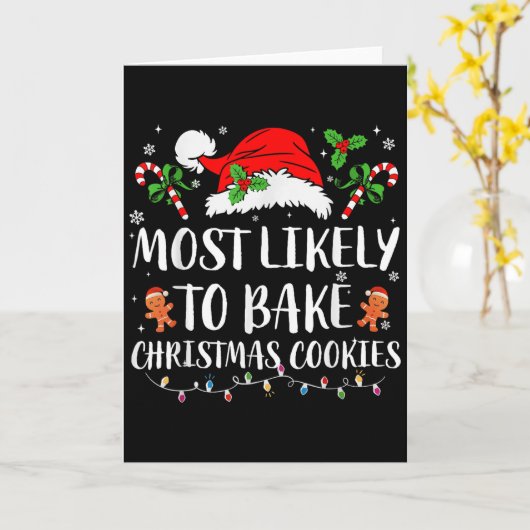 Most Likely To Bake Christmas Cookies Family Pajam Karte (Gelbe Blume)