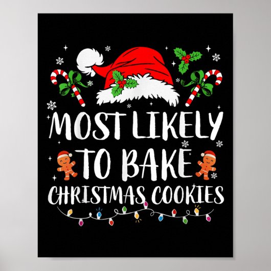 Most Likely To Bake Christmas Cookies Family Pajam Poster (Vorne)