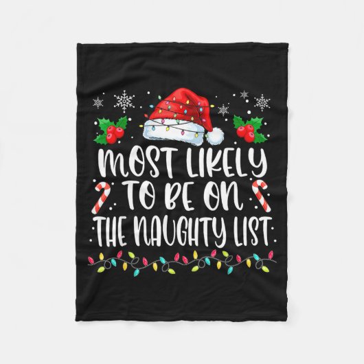 Most Likely To Be On The Naughty List Funny Family Fleecedecke (Vorderseite)