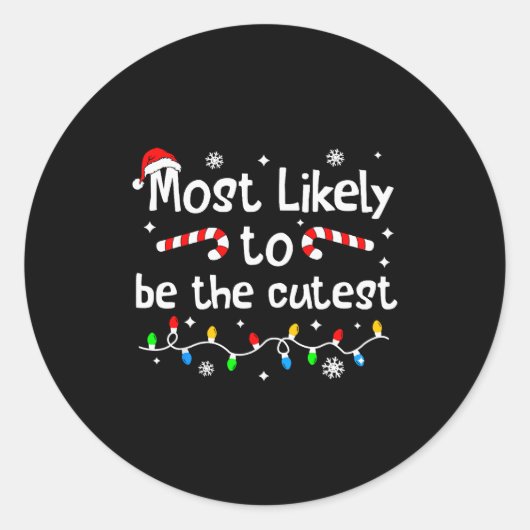 Most Likely To Be The Cutest Christmas Matching Fa Runder Aufkleber (Vorderseite)