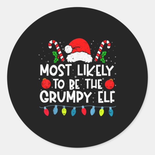 Most Likely To Be The Mpy Elf Family Crew Christma Runder Aufkleber (Vorderseite)