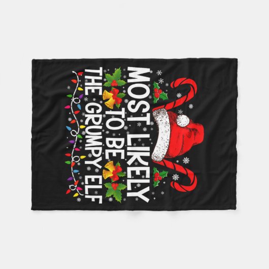 Most Likely To Be The Mpy Elf Funny Xmas Fleecedecke (Vorderseite (Horizontal))