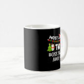 Most Likely To Boss Santa Around Funny Holiday Chr Kaffeetasse (VorderseiteRechts)