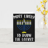Most Likely To Burn The Latkes Hanukkah Group Matc Karte (Gelbe Blume)