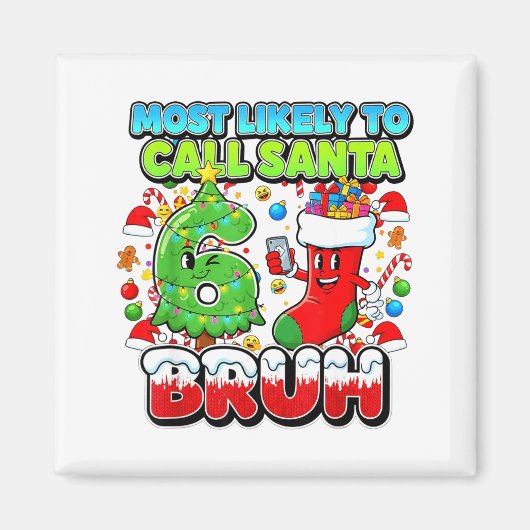 Most Likely To Call Santa 67 Bruh Six Seven Meme C Magnet (Vorne)