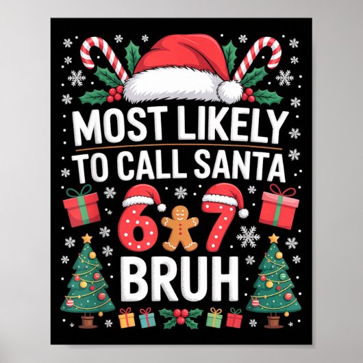 Most Likely To Call Santa 67 Six Seven Bruh Christ Poster (Vorne)