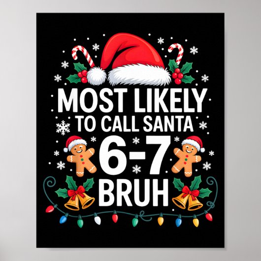 Most Likely To Call Santa 67 Six Seven Bruh Christ Poster (Vorne)