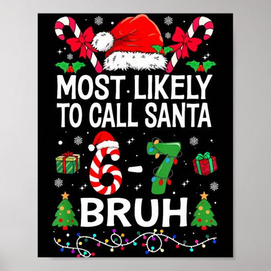 Most Likely To Call Santa 67 Six Seven Bruh Christ Poster (Vorne)