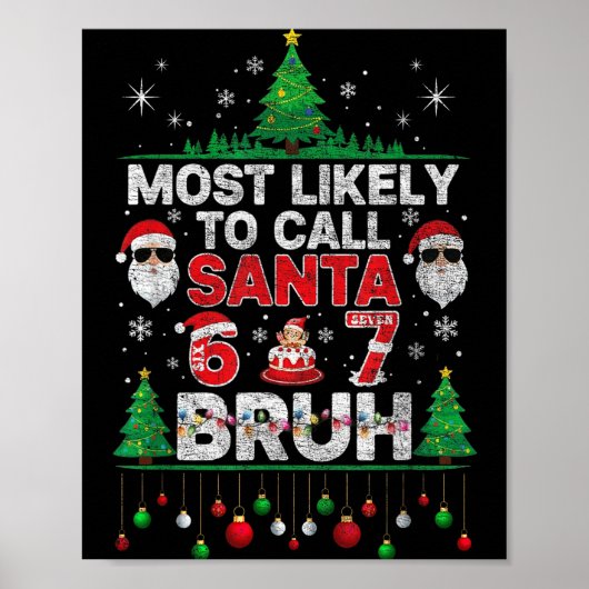 Most Likely To Call Santa 67 Six Seven Bruh Christ Poster (Vorne)