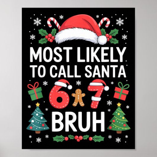Most Likely To Call Santa 67 Six Seven Bruh Christ Poster (Vorne)
