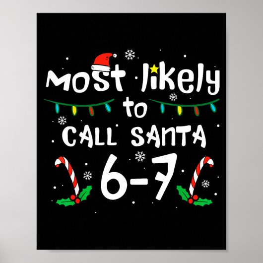Most Likely To Call Santa 6 7 Funny Meme 67 Men Wo Poster (Vorne)