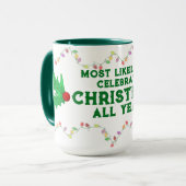 Most Likely To Celebrate Christmas Tasse (Vorderseite Links)