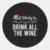 Most Likely To Christmas Shirt Matching Family Paj Runder Aufkleber (Vorderseite)