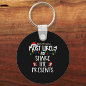 Most Likely To Christmas Shirt Matching Family Paj Schlüsselanhänger (Vorderseite)