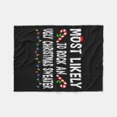 Most Likely To Christmas Xmas Pajamas Funny Matchi Fleecedecke (Vorderseite (Horizontal))