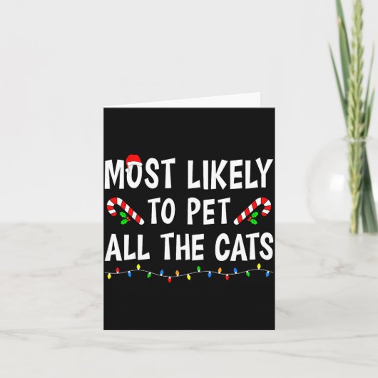 Most Likely To Christmas Xmas Pajamas Funny Matchi Karte (Vorderseite)