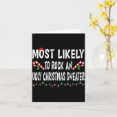 Most Likely To Christmas Xmas Pajamas Funny Matchi Karte (Gelbe Blume)