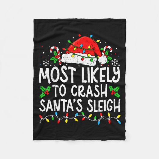 Most Likely To Crash Santa Sleigh Family Matching Fleecedecke (Vorderseite)