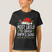 Most Likely To Crash Santa Sleigh Family Matching T-Shirt (Vorderseite)